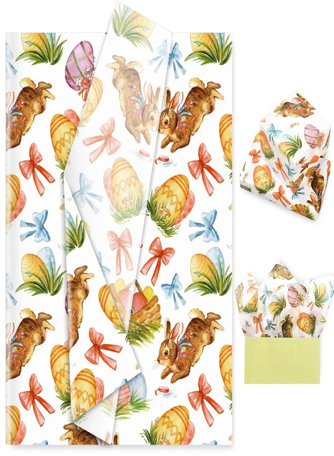 Whaline Easter Tissue Paper Watercolor Easter Bunny Egg Wrapping Paper Gift Wrapping Tissue Paper Holiday Art Paper Crafts for Easter Home DIY Gift Bags Party Favor Decor, 14 x 20 Inch, 100 Sheet - Image 1